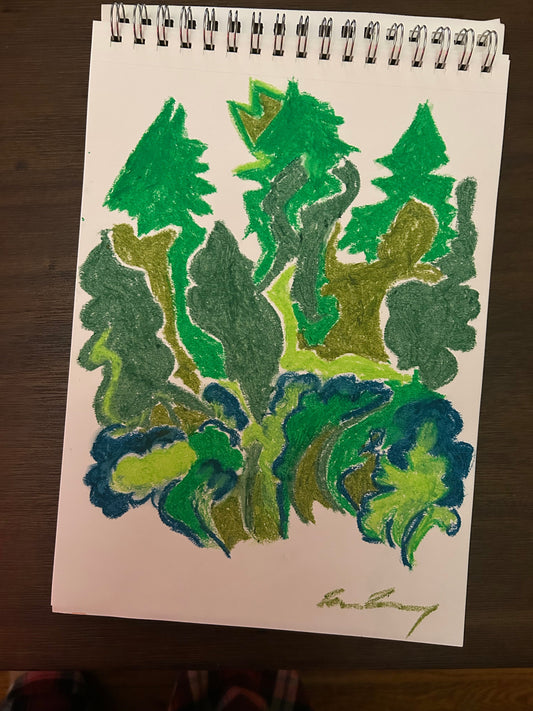 Illumination Forest made with Oil Pastels 